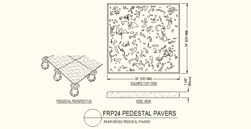 Reinforced pedestal pavers detail plan and elevation layout file