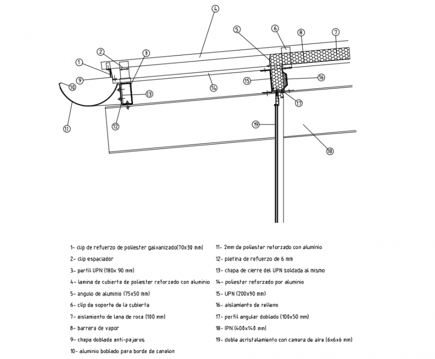 Reinforced polyester cover curtain wall drainage channel dwg file