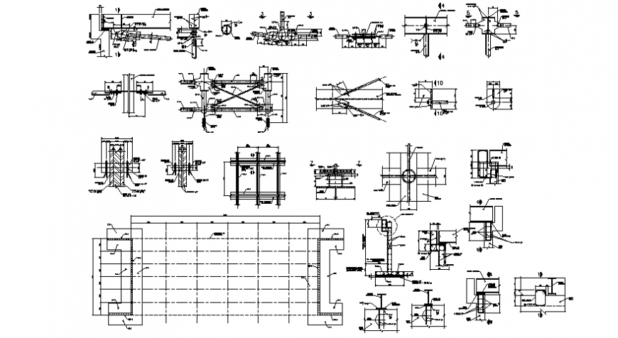 Reinforced structure blocks drawings 2d view section dwg autocad file