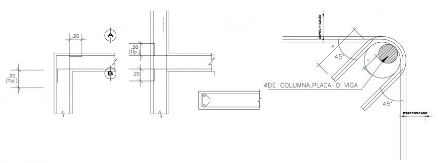 Reinforced structure drawings detail 2d view autocad file