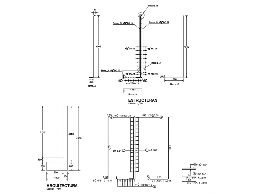 Reinforcement bars of wall of sotao cad drawing details dwg file