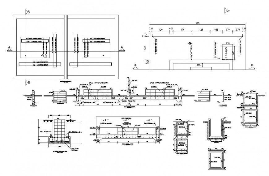 Reinforcement detail 2d view CAD construction block layout autocad file