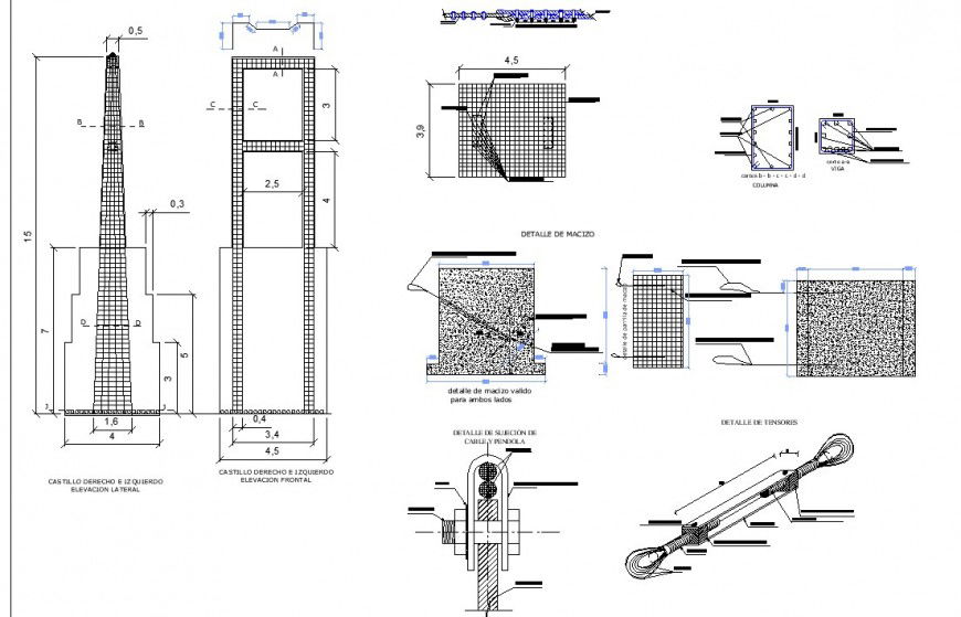 Reinforcement detail elevation 2d view CAD block layout autocad file