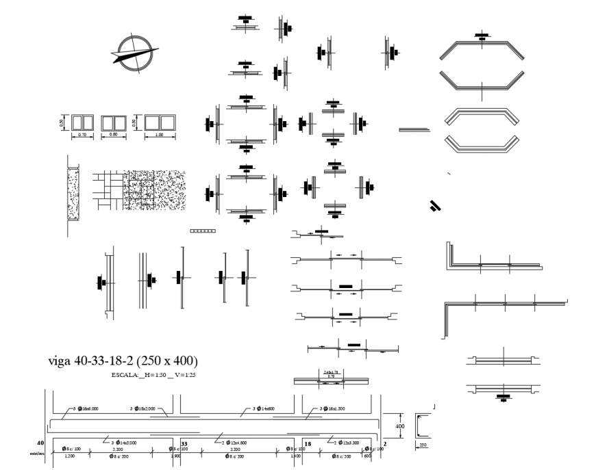 Reinforcement detail in construction units autocad file