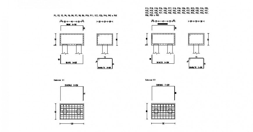 Reinforcement details detail drawing in a structure 2d view autocad file