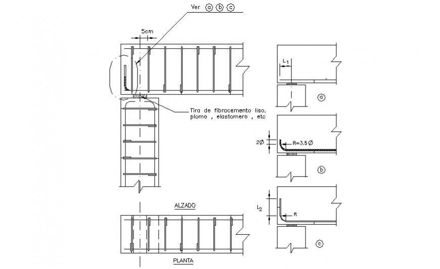 Reinforcement details in RCC structural unit dwg file