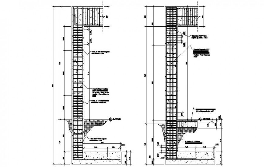 Reinforcement Details in Structure 2D Drawing in AutoCAD DWG File