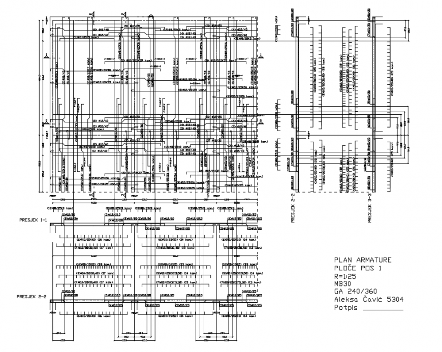 Reinforcement layout constructive structure details of building dwg file