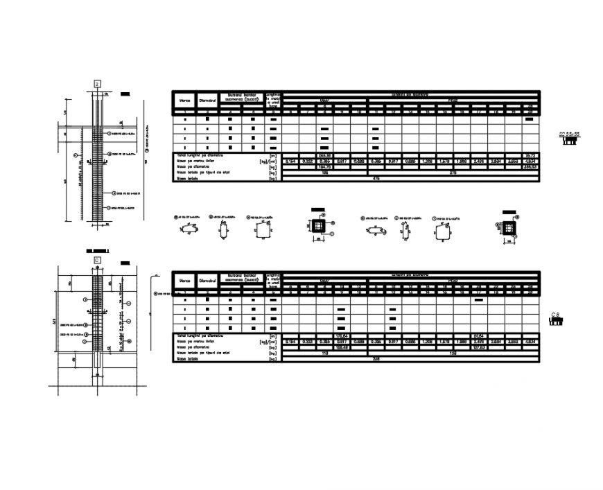 Reinforcement plan for a reinforced concrete column details dwg file