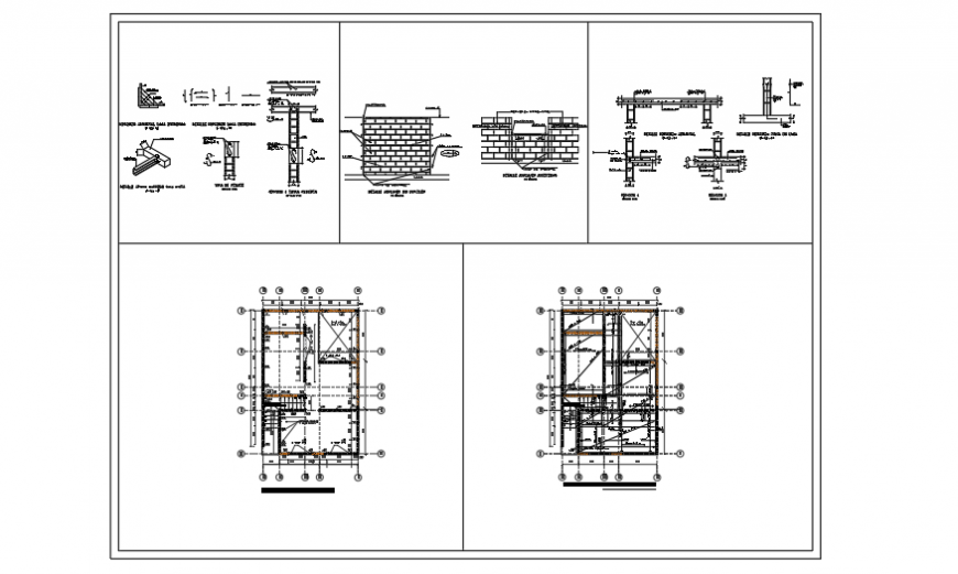 Reinforcement planning detail design of priority housing of 2 levels design.