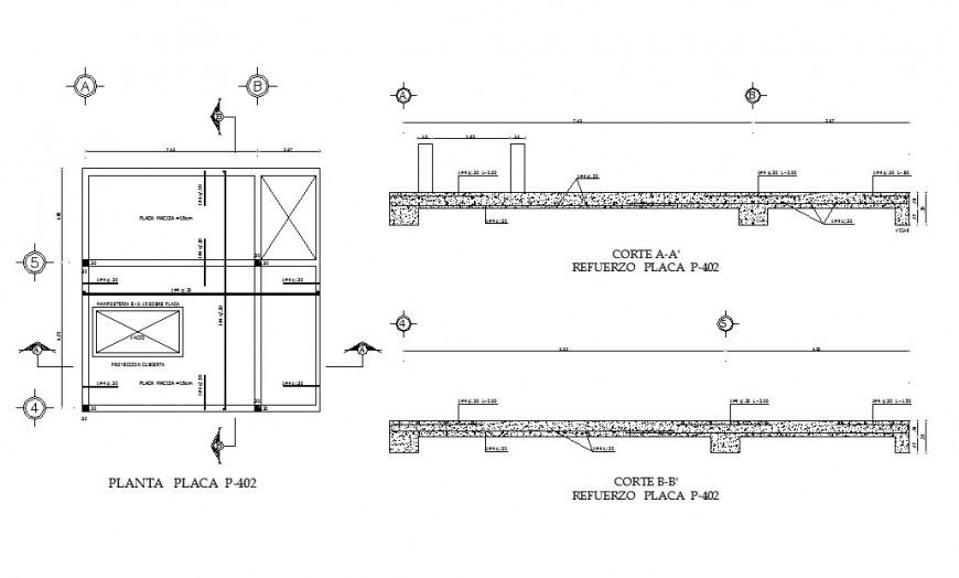 Reinforcement plate and constructive structure cad drawing details dwg file