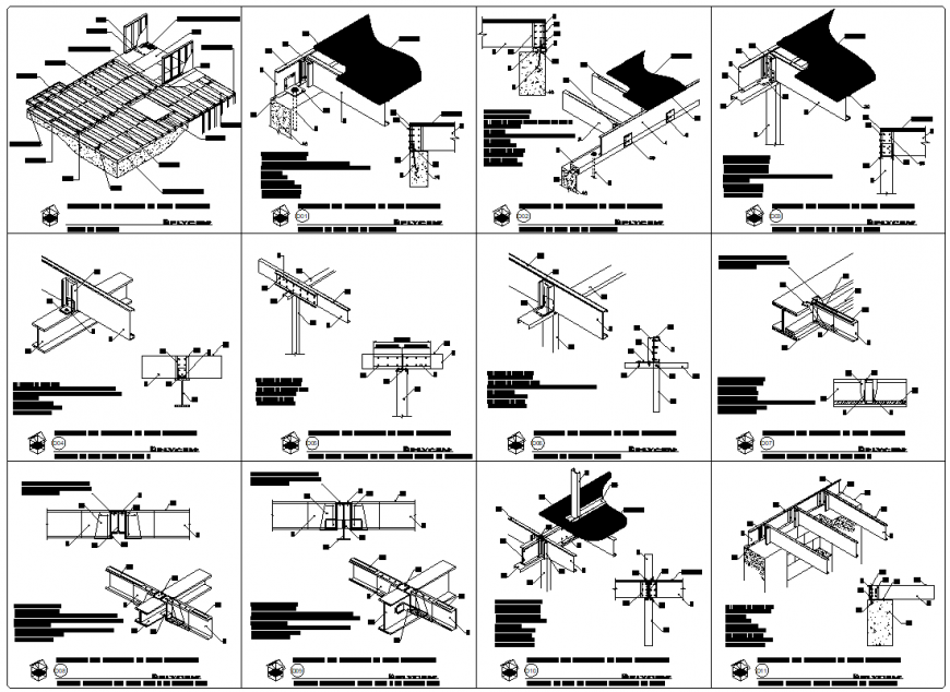 Reinforcement slab isometric view detail Prefabricated mezzanine