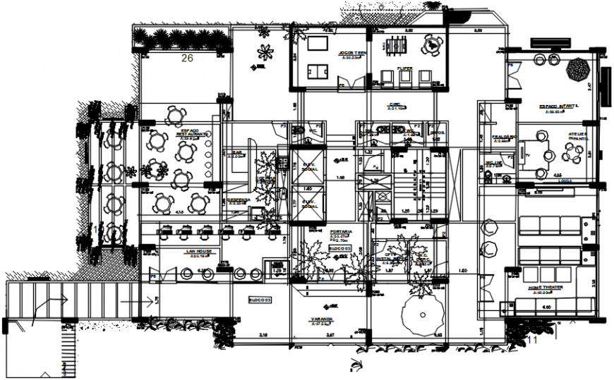 Religious chapel distribution plan cad drawing details dwg file