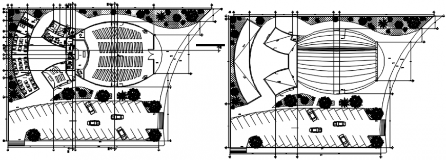 Religious church and hall floor distribution plan drawing details dwg file