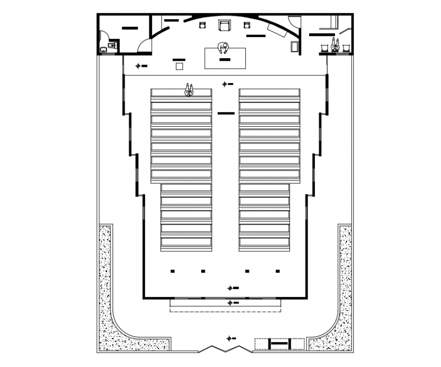 Religious church top view plan cad drawing details dwg file