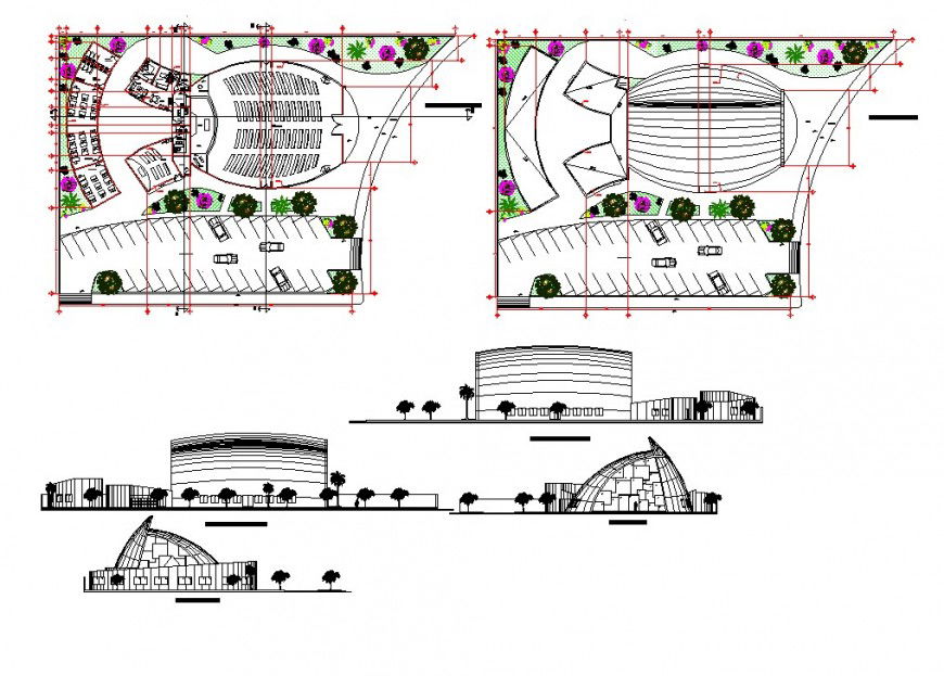 Religious sanctuary plan and elevation autocad file