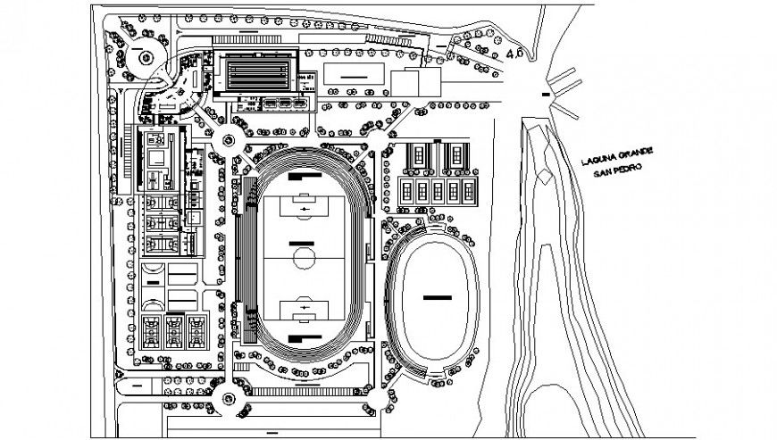 Religious sport center distribution plan details dwg file
