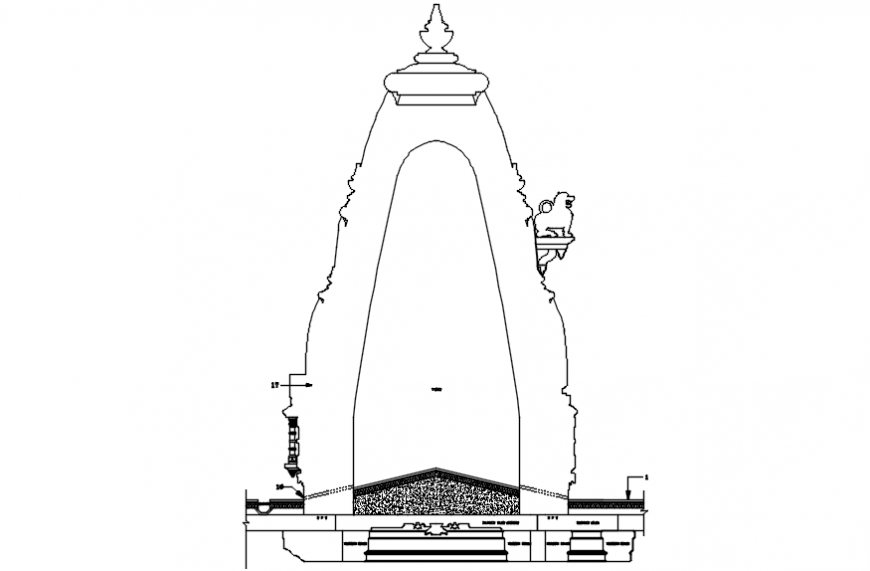 Religious temple front elevation cad drawing details dwg file