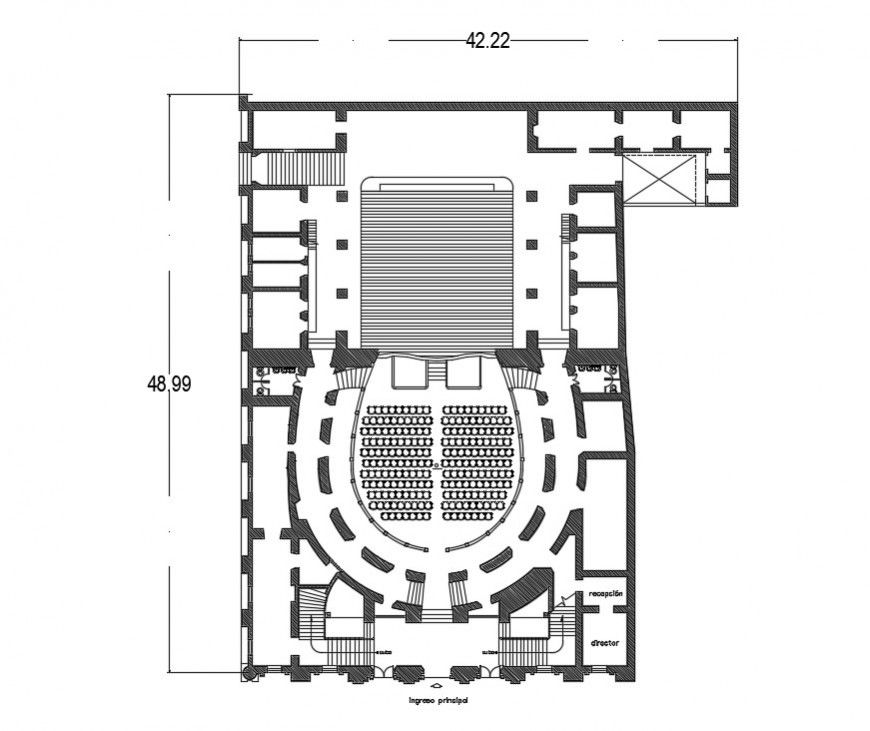 Remodeling of theater distribution plan cad drawing details dwg file