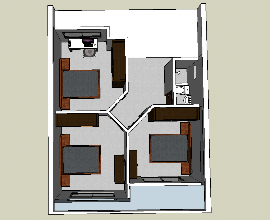 Remodeling residential house top view 3d model cad drawing details skp file