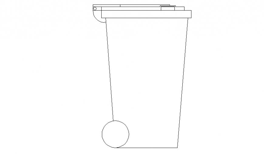 Removable dustbin front elevation cad block details dwg file
