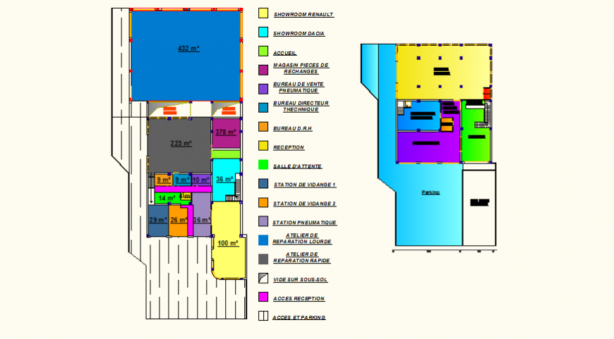 Renault car dealer detail plan layout file