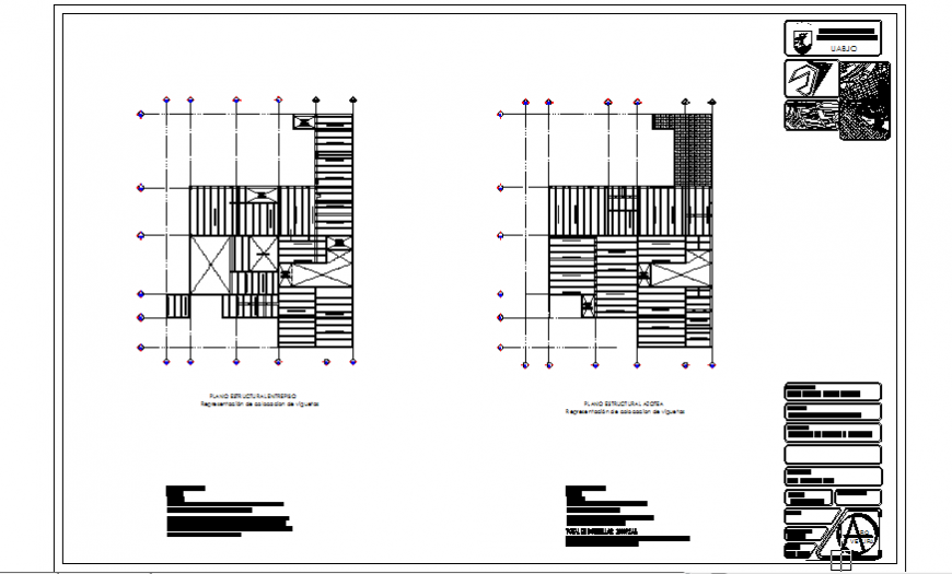 Representation of placement of joists structure design drawing