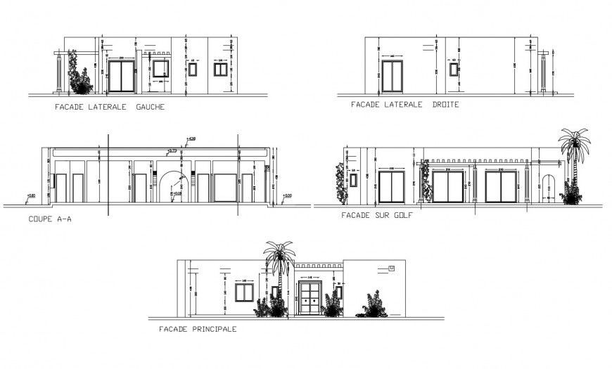 Resdiential house detail elevation and section 2d view autocad file