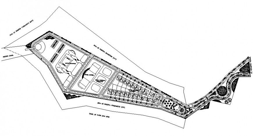 Reservation with commercial and residential area site plan cad drawing details dwg file