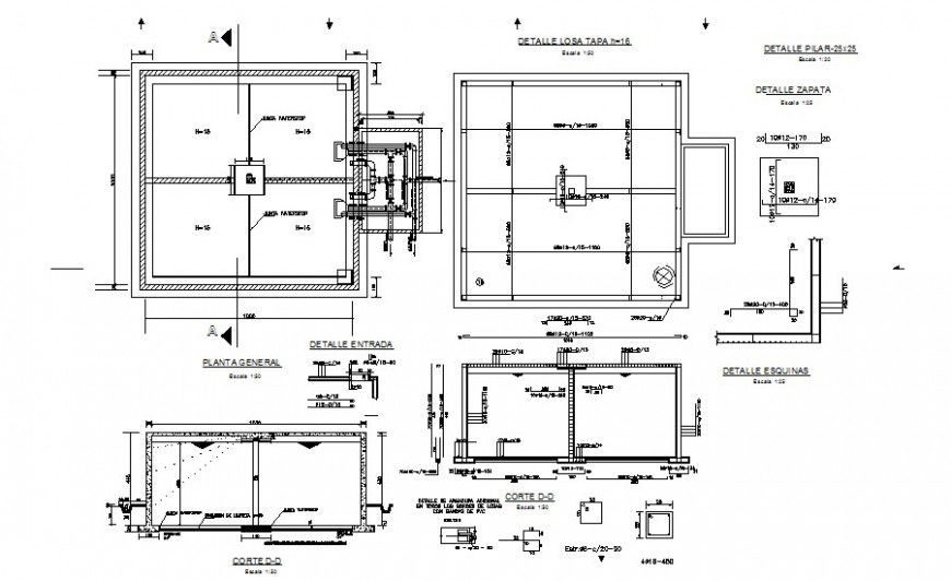 Reservoir drawings detail plan and section dwg file t