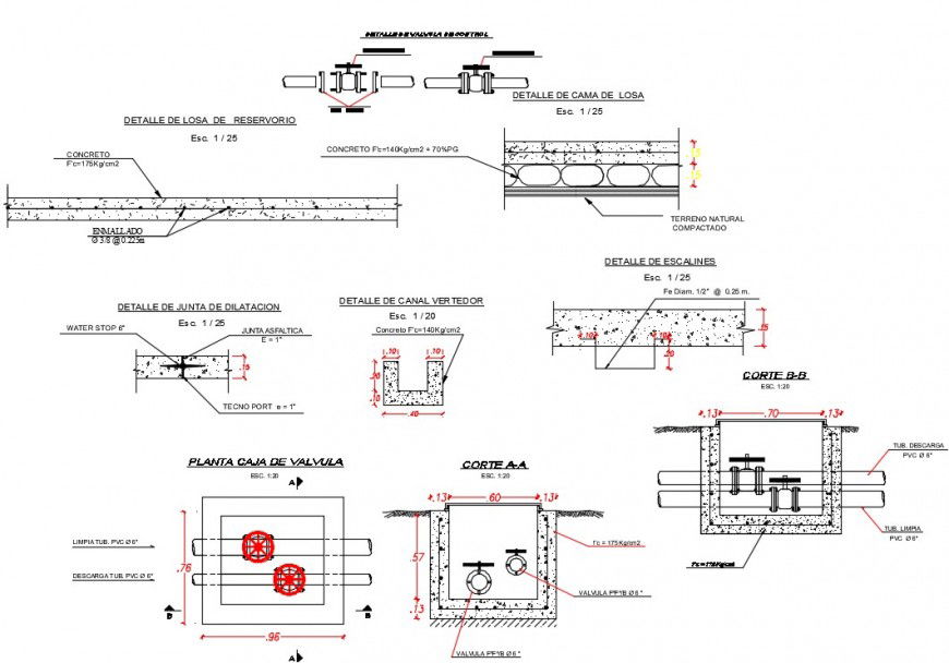 Reservoir plan and section layout dwg file