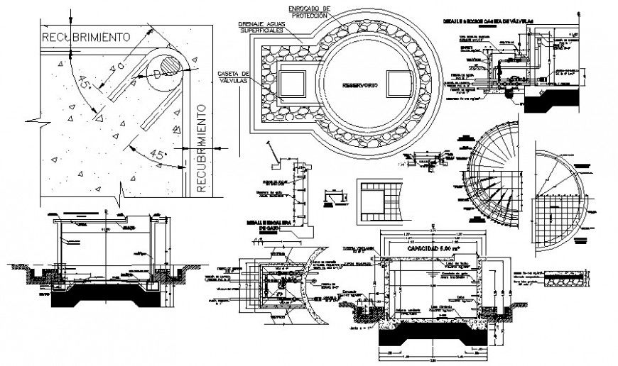 Reservoir water  storage area drawing autocad file