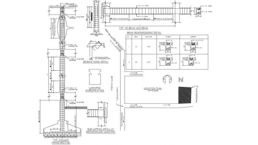 Residence area column view with plan and elevation for construction design dwg file