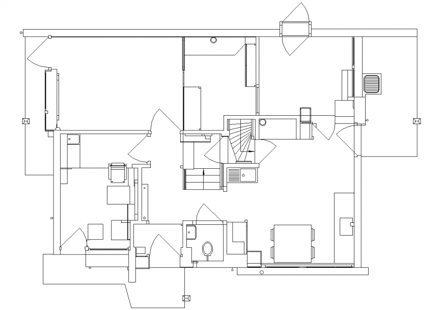 Residence area plan design with architecture view dwg file