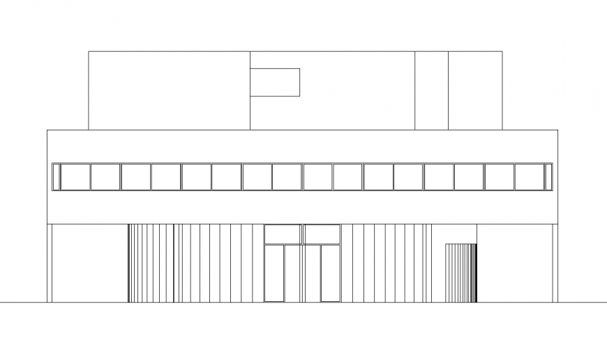 Residence area side view in design with architecture view dwg file