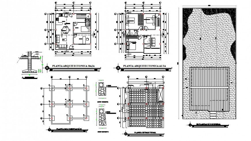 residence floor layout plan with construction detail cad file