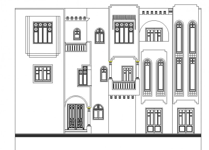 residence house elevation design cad file