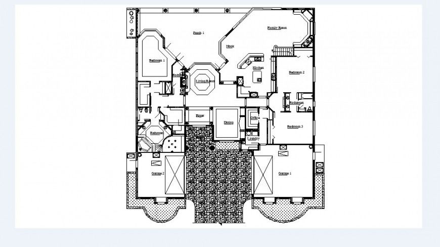 Residence luxuries house distribution plan with furniture drawing details dwg file