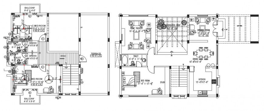 Residence project layout plan of ground floor an first floor detail
