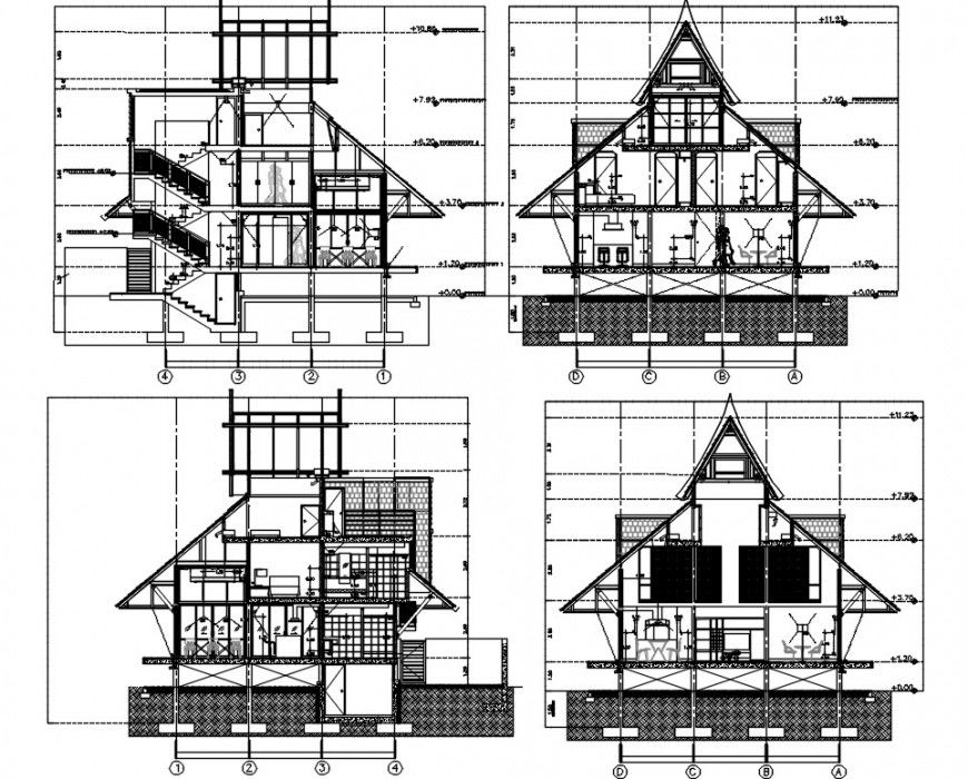 residence section plan detail autocad file