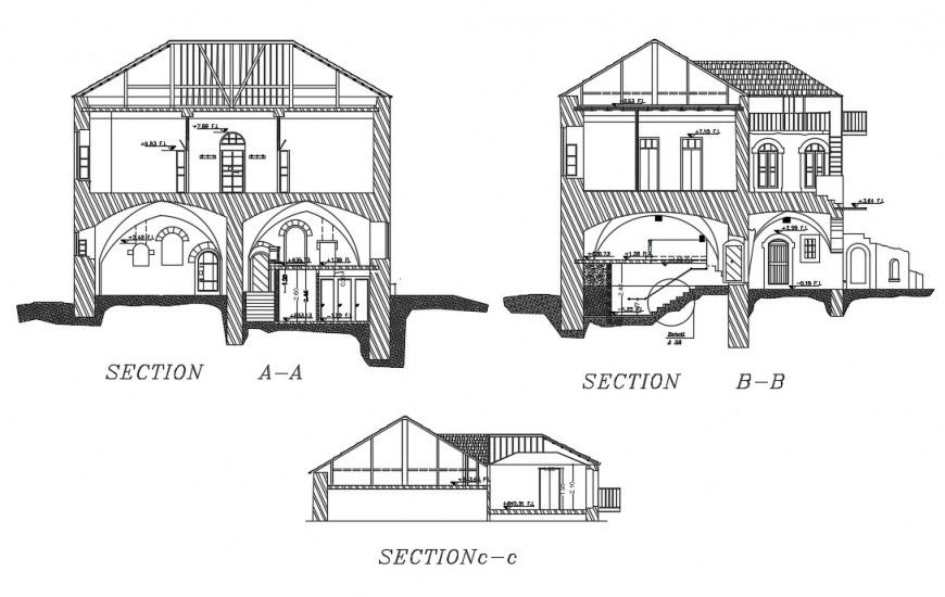 Residence section plan dwg file