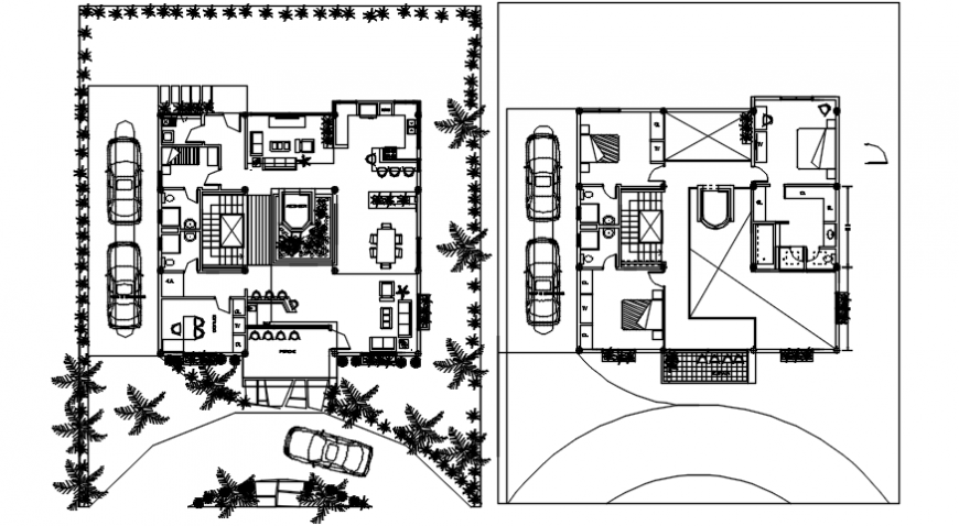 Residence villa layout plan cad file