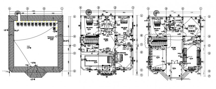 Residence villa layout plan with electrical detail cad file