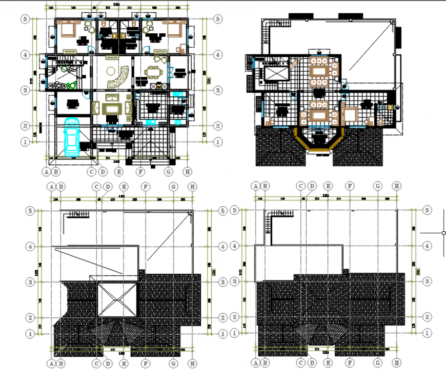 Residence villa project layout plan autocad file
