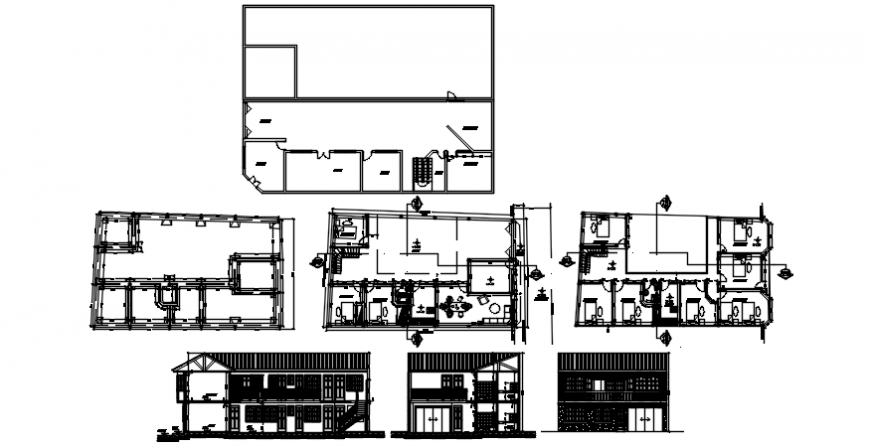 Resident area floor plan and elevation in auto cad file