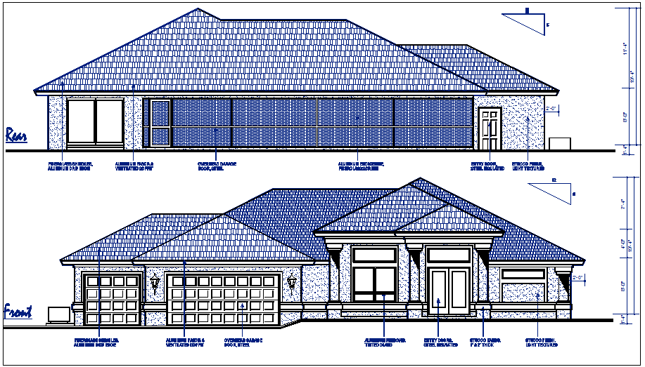 residential elevation view detail dwg file