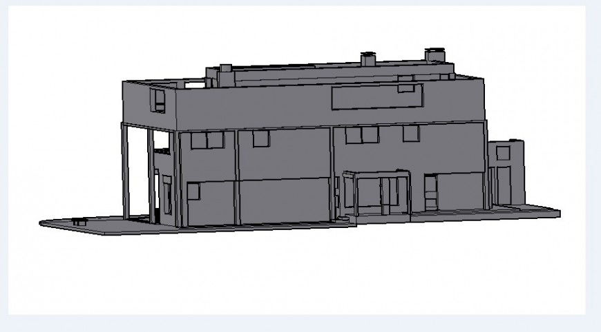 Residential 3d bungalow model cad drawing details dwg file