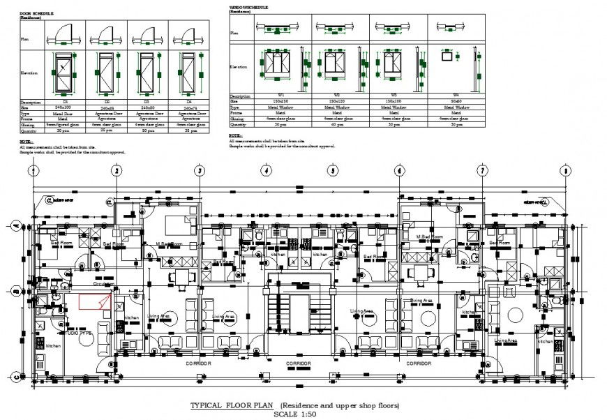 Residential and upper shop floors plan drawing in dwg AutoCAD file.