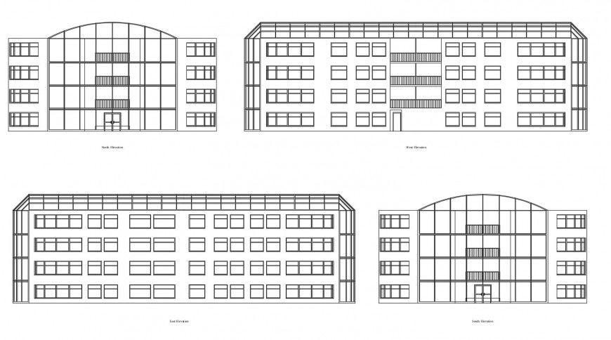 All Side Elevation CAD Drawing of Residential Apartment