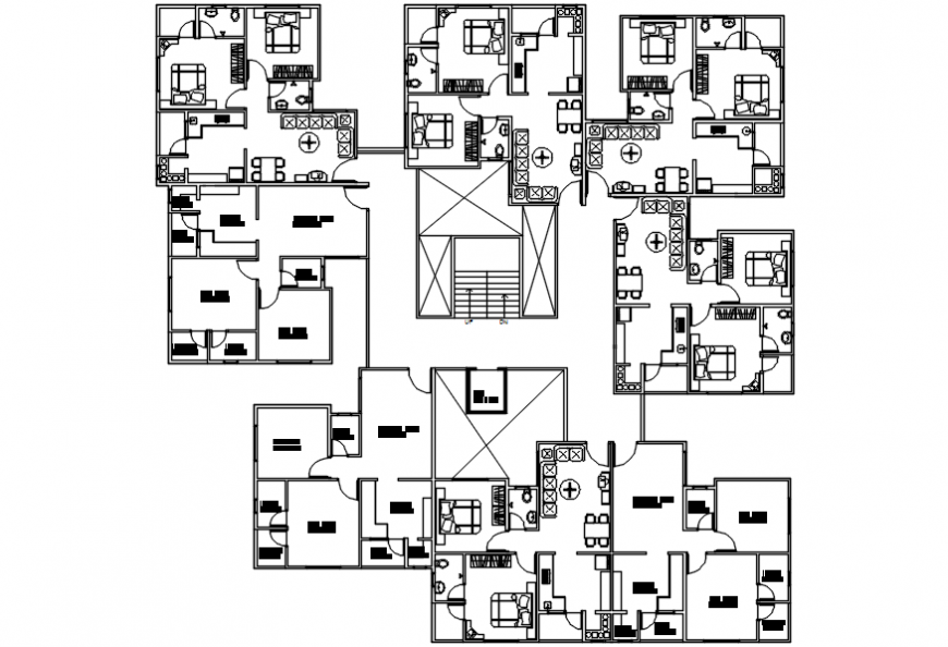 Residential apartment building first floor layout plan cad drawing details dwg file